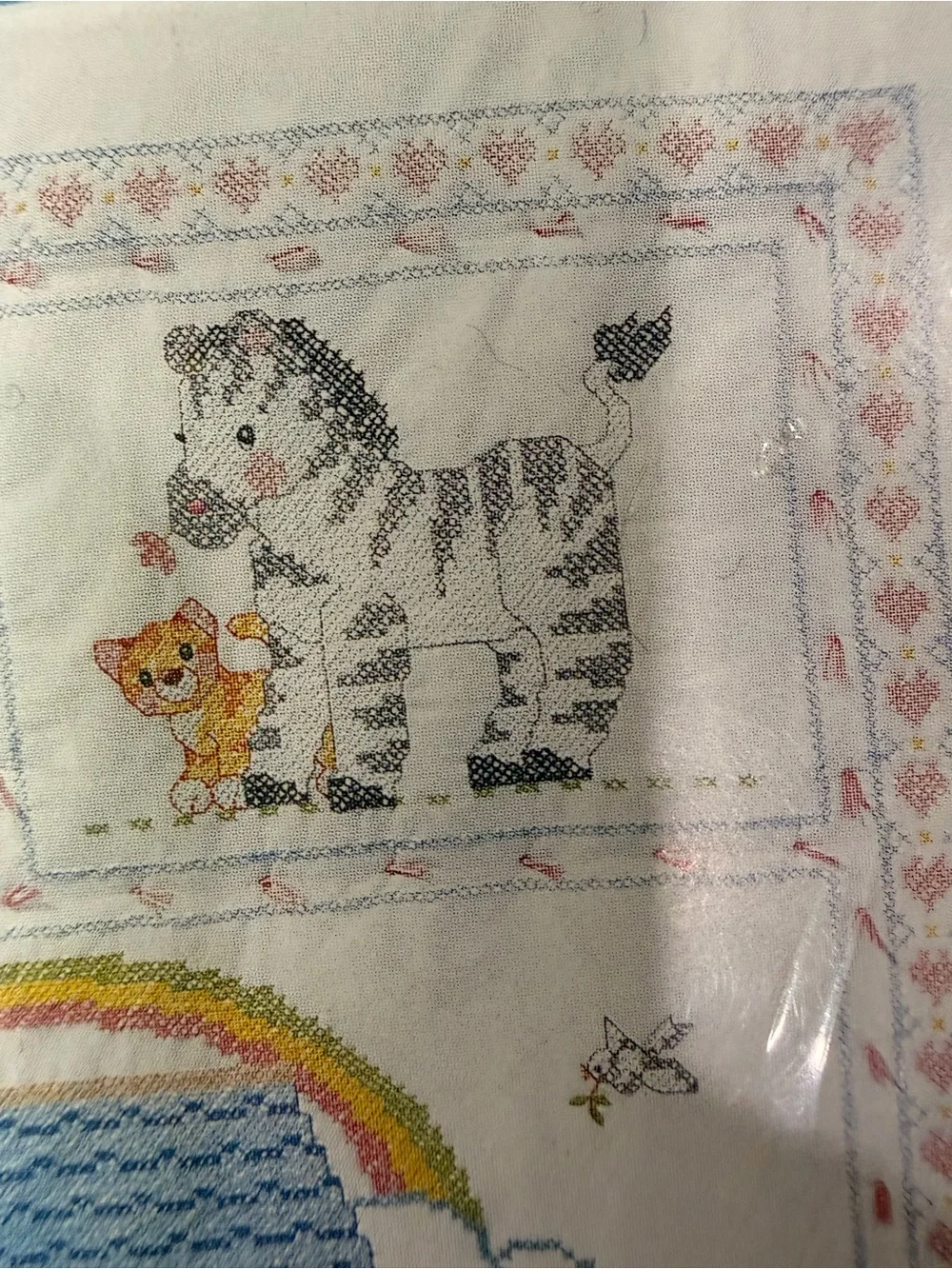 NWT Vintage Bucilla Noah's Ark Stamped Quilt Top for Baby Nursery #64005 Craft